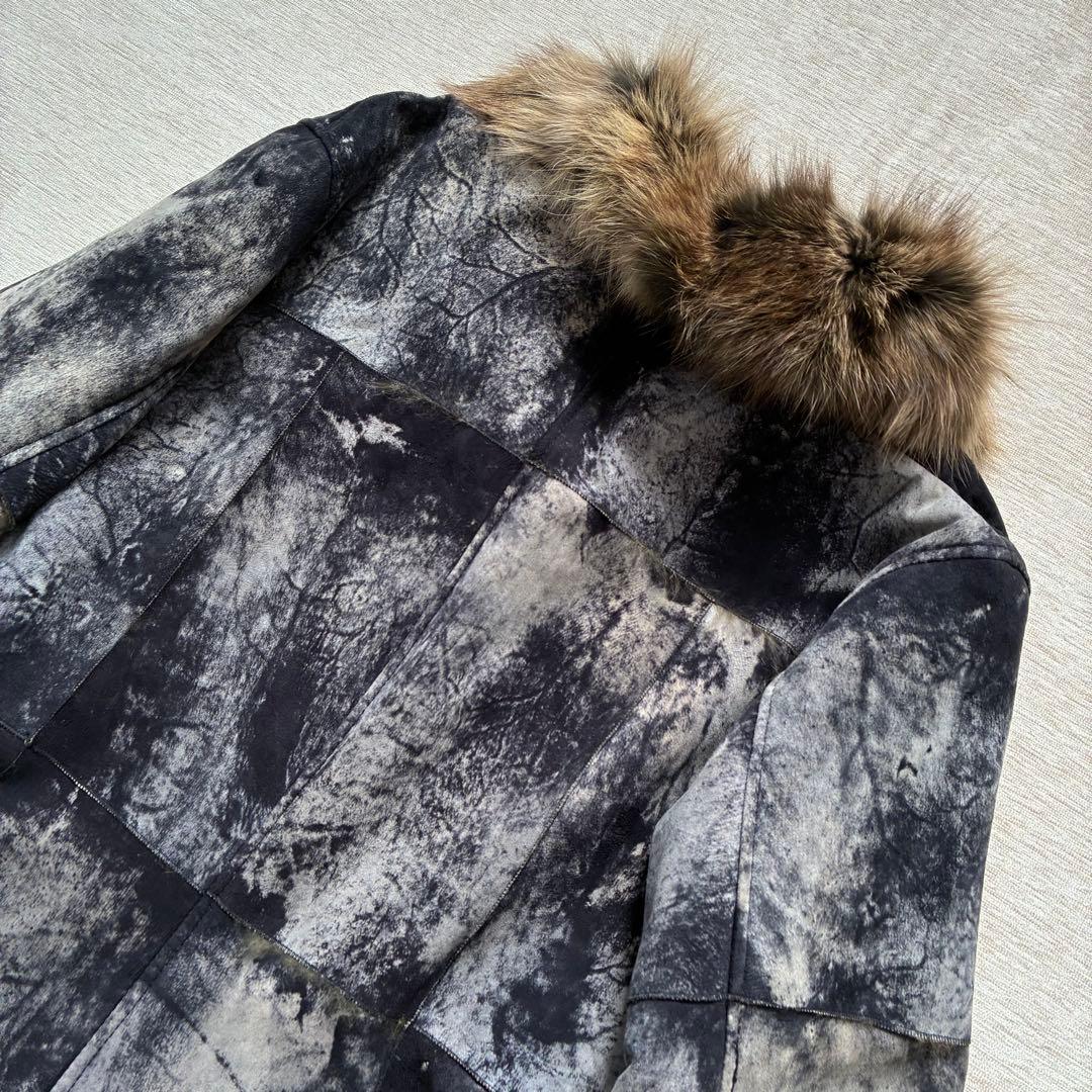 希少 ファーコート　毛皮ジャケット　リアルファー　ブルーフォックス　本革　Y2K