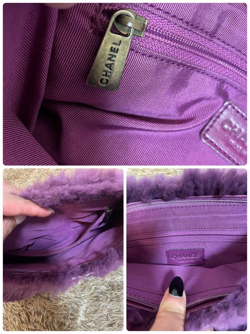 Chanel クラッチバッグ 紫 ファー
