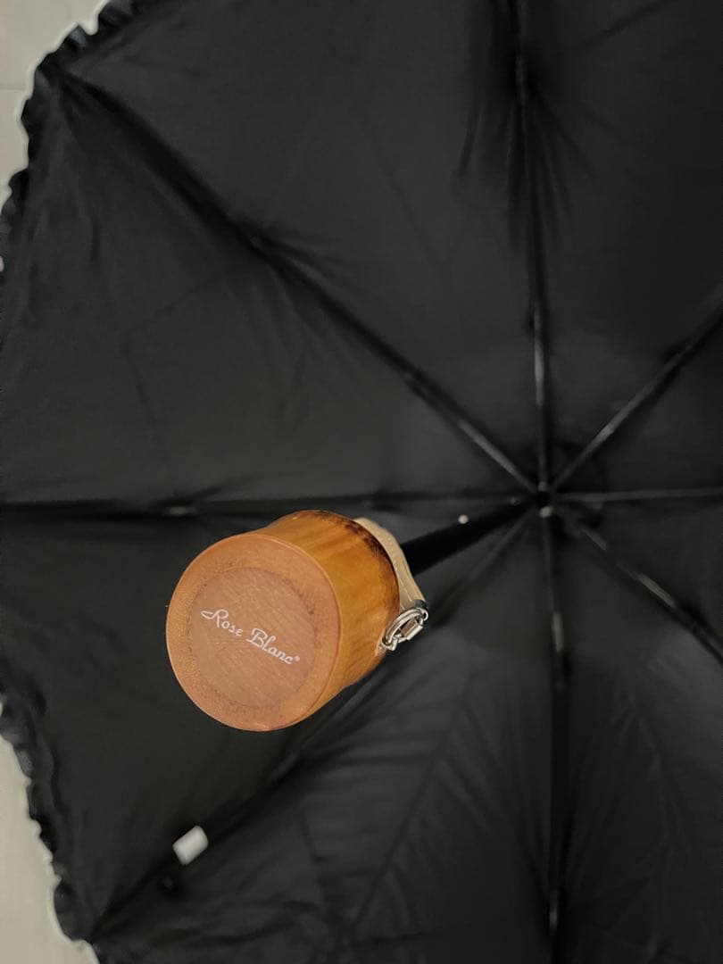 美品　未使用品　芦屋ロサブラン ネイビー 折りたたみ日傘 フリル付き