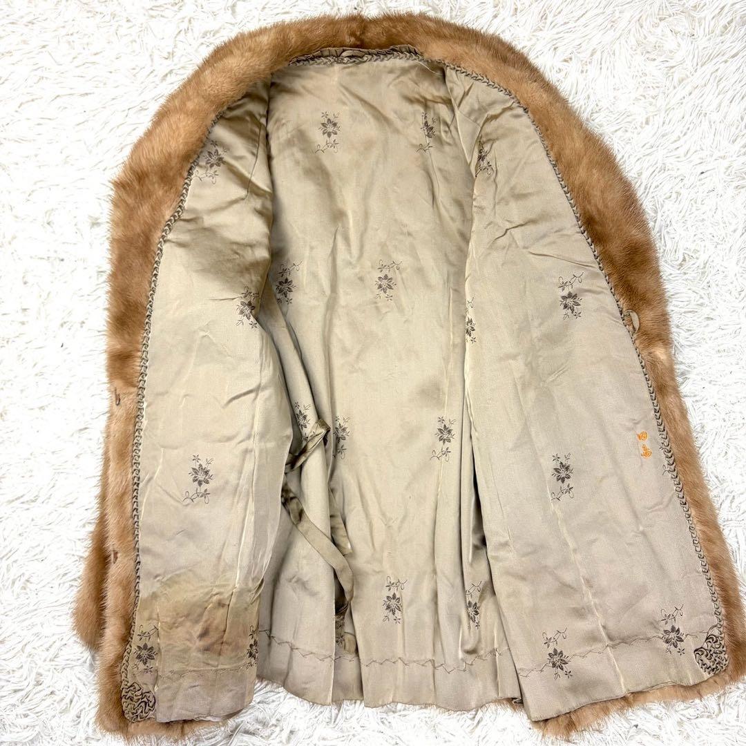 パステルミンク 本毛皮 コート リアルファー Lサイズ相当