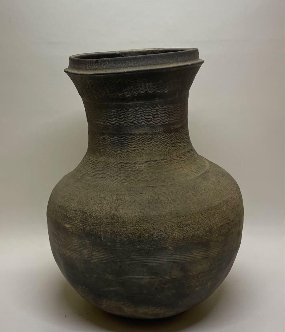 須恵器　波状文広口壺　古壺　胡麻垂れ　花入 　　　k299