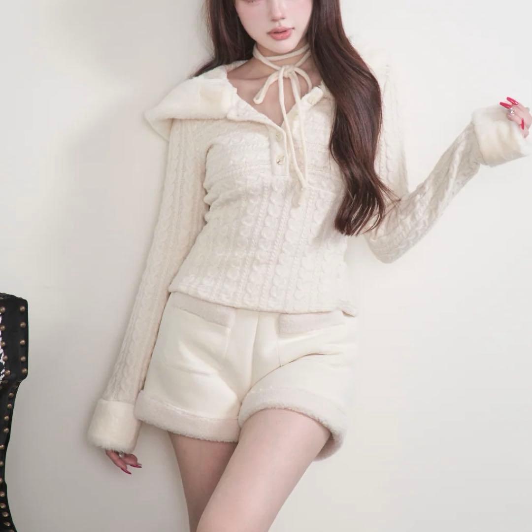 BunnyLis フーディーニットトップス×ティアードスカート