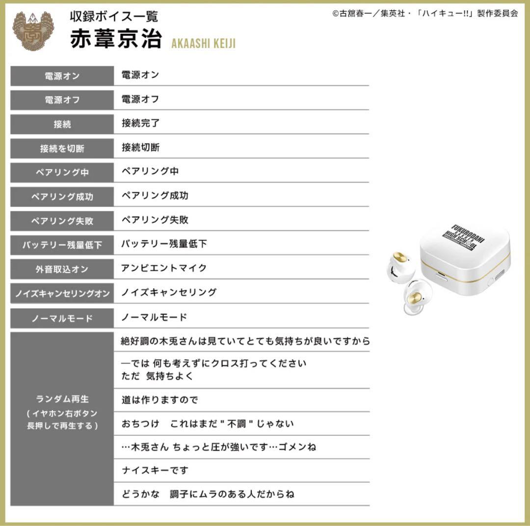 AVIOT ハイキュー コラボ ワイヤレスイヤホン 梟谷 木兎光太郎 赤葦京治