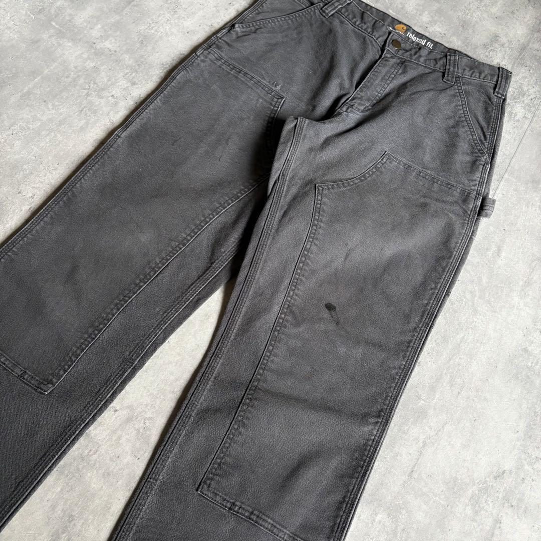 【00s carhartt】ダブルニー　ペインターパンツ　グレー　ダック生地
