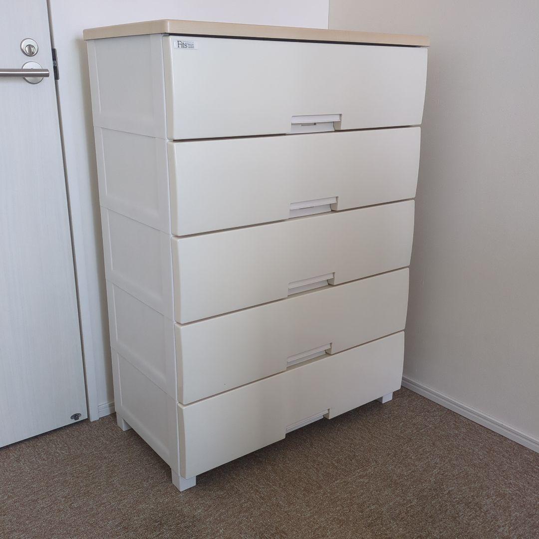 天馬　フィッツプラス　ホワイトチェスト 5段 引き出し付き