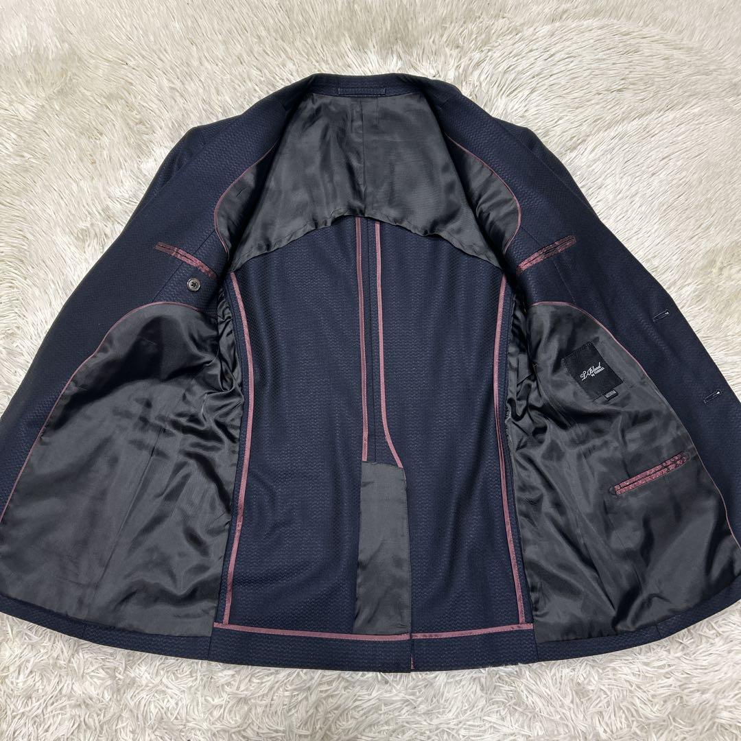 MEN’S TENORAS スリーピース　ビジネススーツ　ヘリンボーン　ネイビー