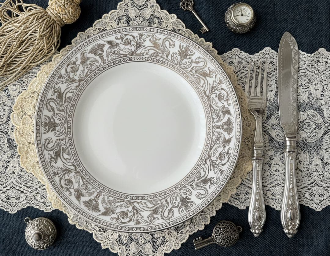 アンティーク　シルバープレート デザートナイフ＆フォーク 4組（8本）