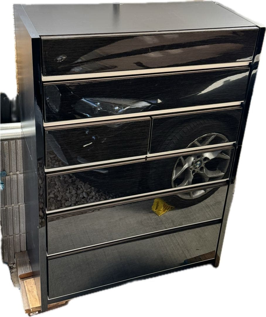 シギヤマ家具 6段ワイドチェスト モノトン木目調UV塗装 高級艶仕上げ