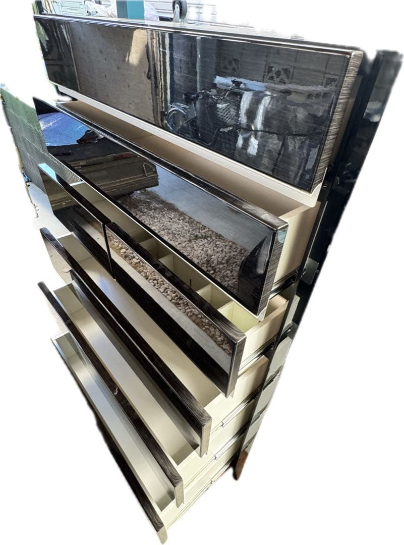 シギヤマ家具 6段ワイドチェスト モノトン木目調UV塗装 高級艶仕上げ