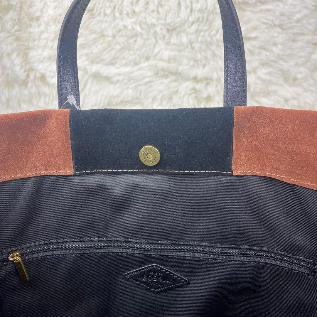 【新品タグ付き】FOSSIL フォッシル レザーxスエード 2wayトートバッグ
