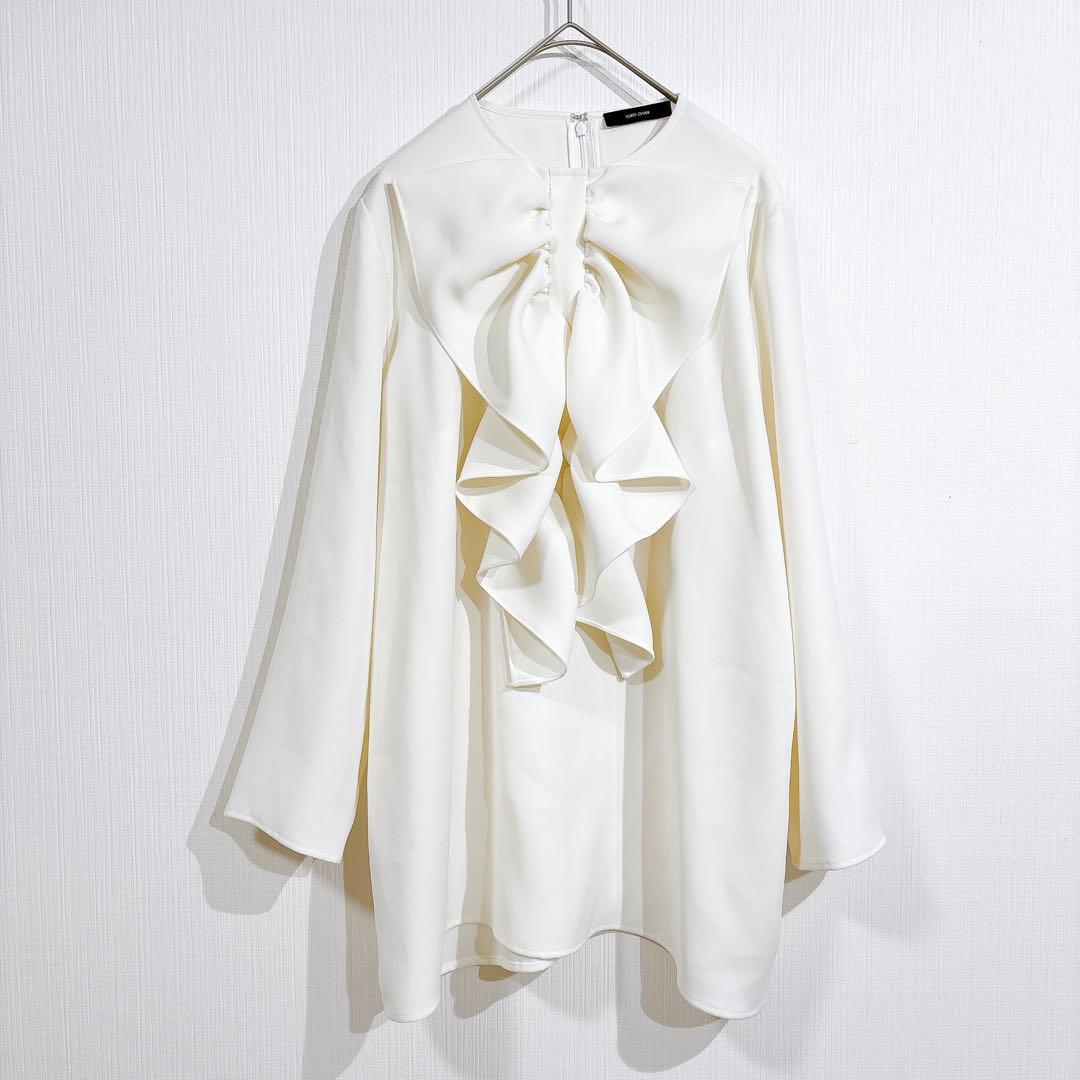 yokochan ヨーコチャン　ビッグリボン　ブラウス　フリル　シャツ　ホワイト