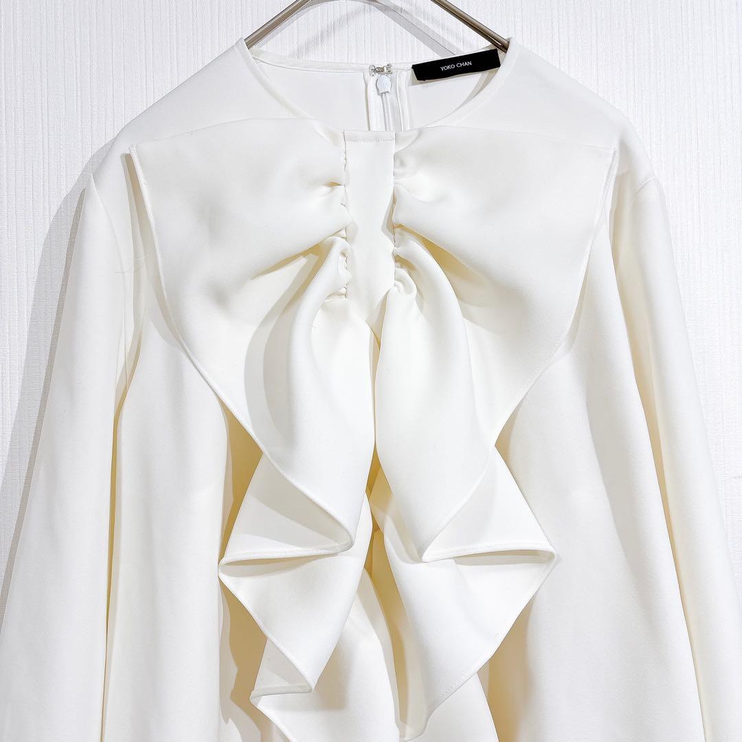 yokochan ヨーコチャン　ビッグリボン　ブラウス　フリル　シャツ　ホワイト