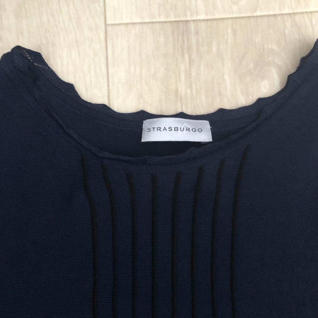 SUTRAS BURGO ストラスブルゴ プリーツ ワンピース ネイビー 日本製