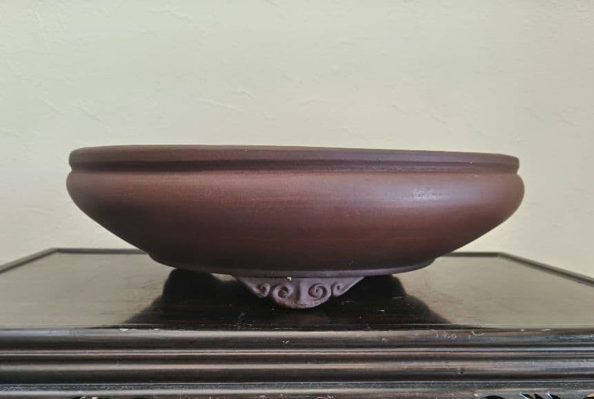 陶器製 赤褐色 大型盆栽鉢　排水穴付き　落款　陶陽　松本武