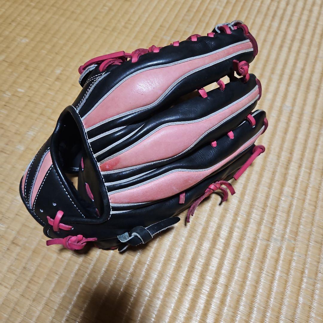 ASICS GOLD STAGE 軟式グローブ 黒/ピンク