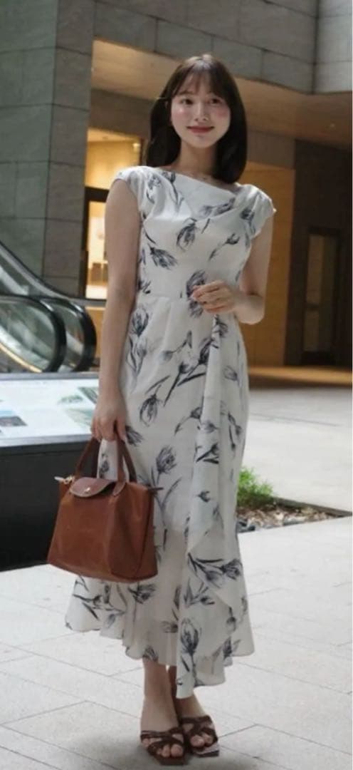 Herlipto Lea Fleur Ruffled Dress M ホワイト