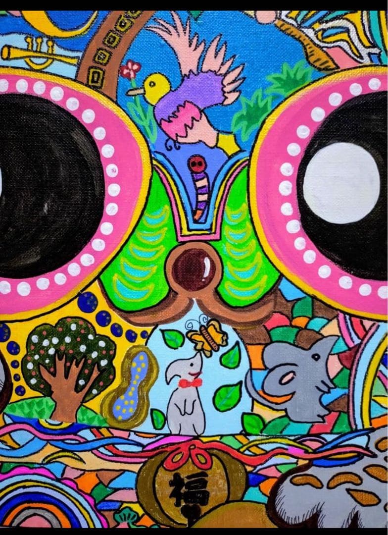 【F10号】ジミー大西【笑福万来】肉筆/サイン・裏描き有り/アクリル/油彩/額縁