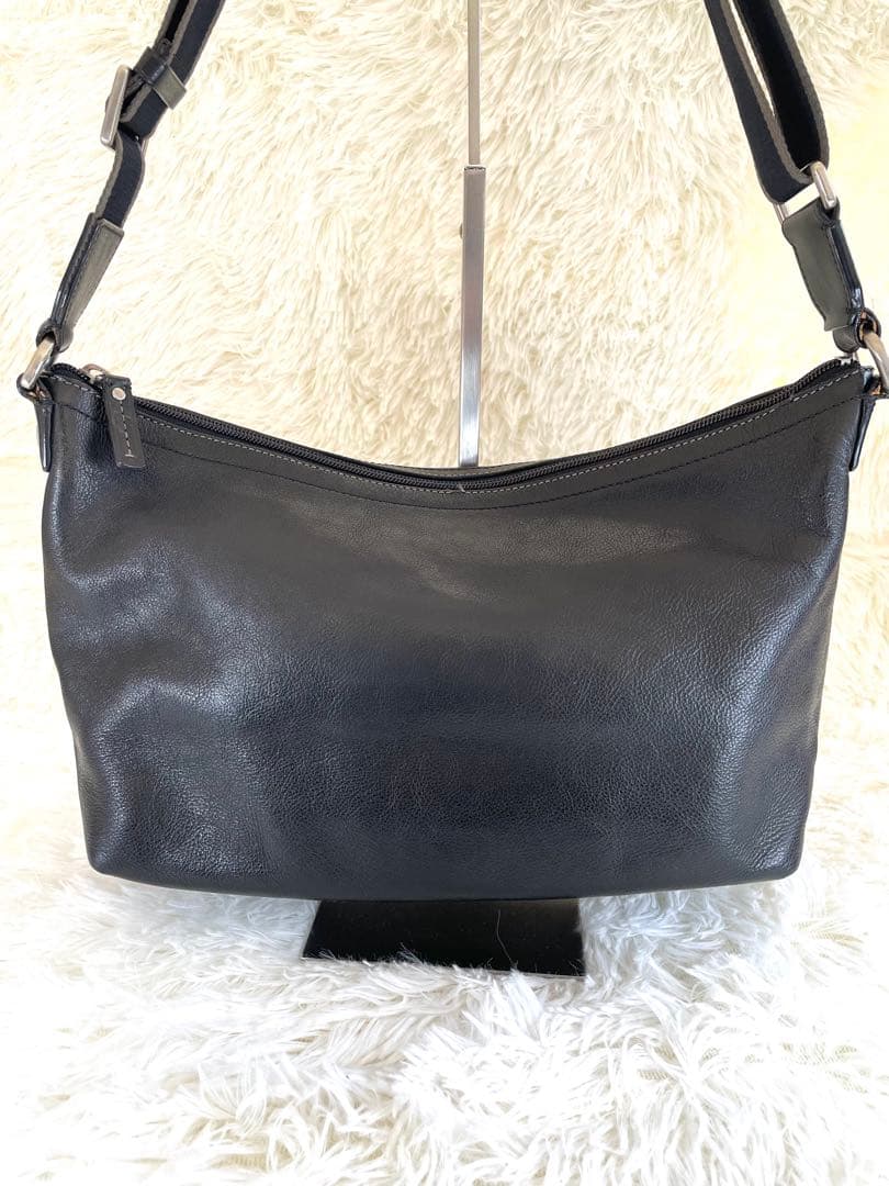 コーチ ヘリテージレザー ショルダーバッグ ブラック 男女兼用 ユニセックス