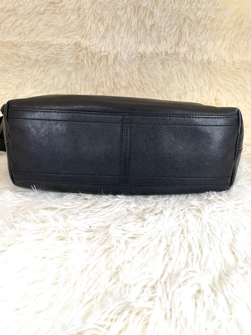 コーチ ヘリテージレザー ショルダーバッグ ブラック 男女兼用 ユニセックス