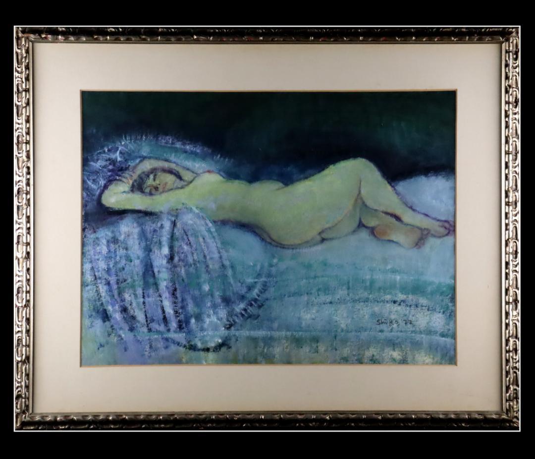 真作保証 和気史郎 「横たわる裸婦」 肉筆12号 1977年 スピリチャル画家