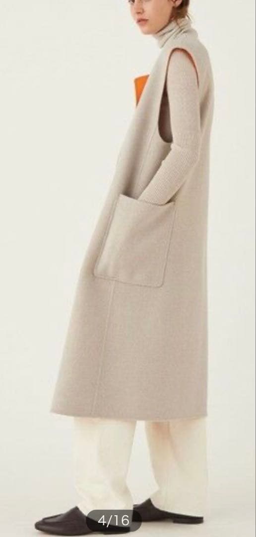 ⭐︎みきてぃ⭐︎美品⭐︎ウールダブルフェイス ノーカラーリバーシブルジレ