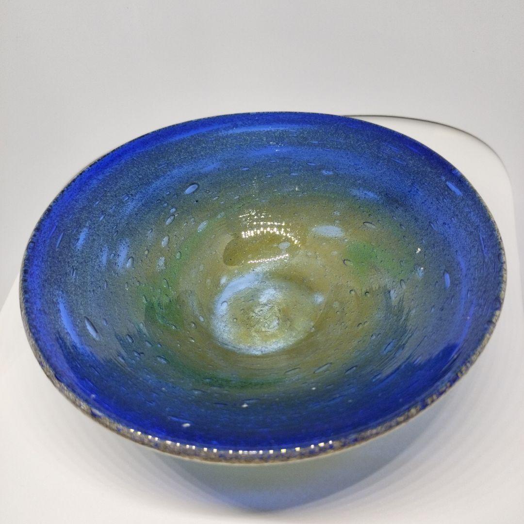 (故)稲嶺盛吉さんのガラス茶泡深皿(約15cm)