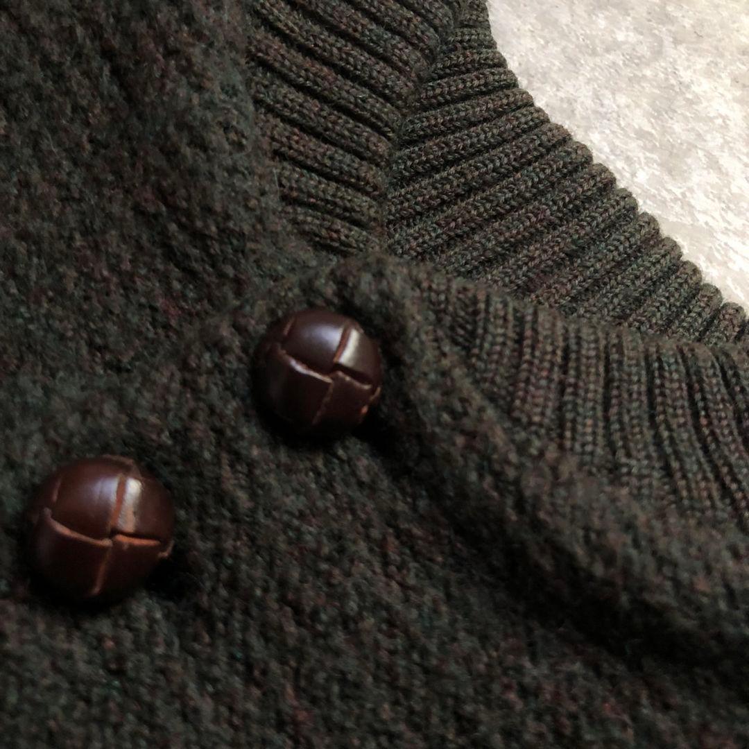 80sWoolrichウールリッチセーター ヘンリーネックパッチ付 緑 XL相当