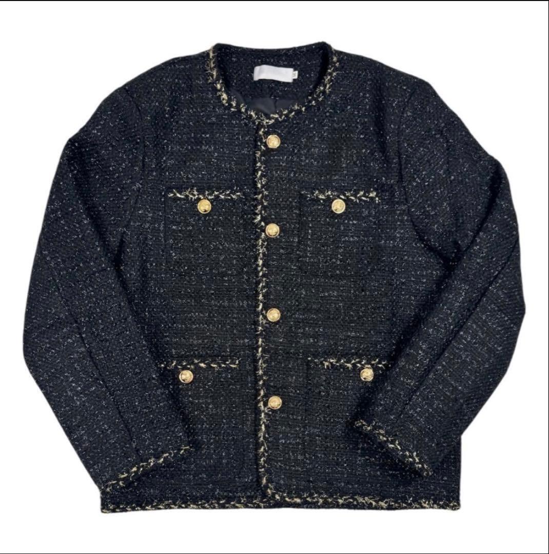 ALUDE ツイードジャケット black gord tweed jacket