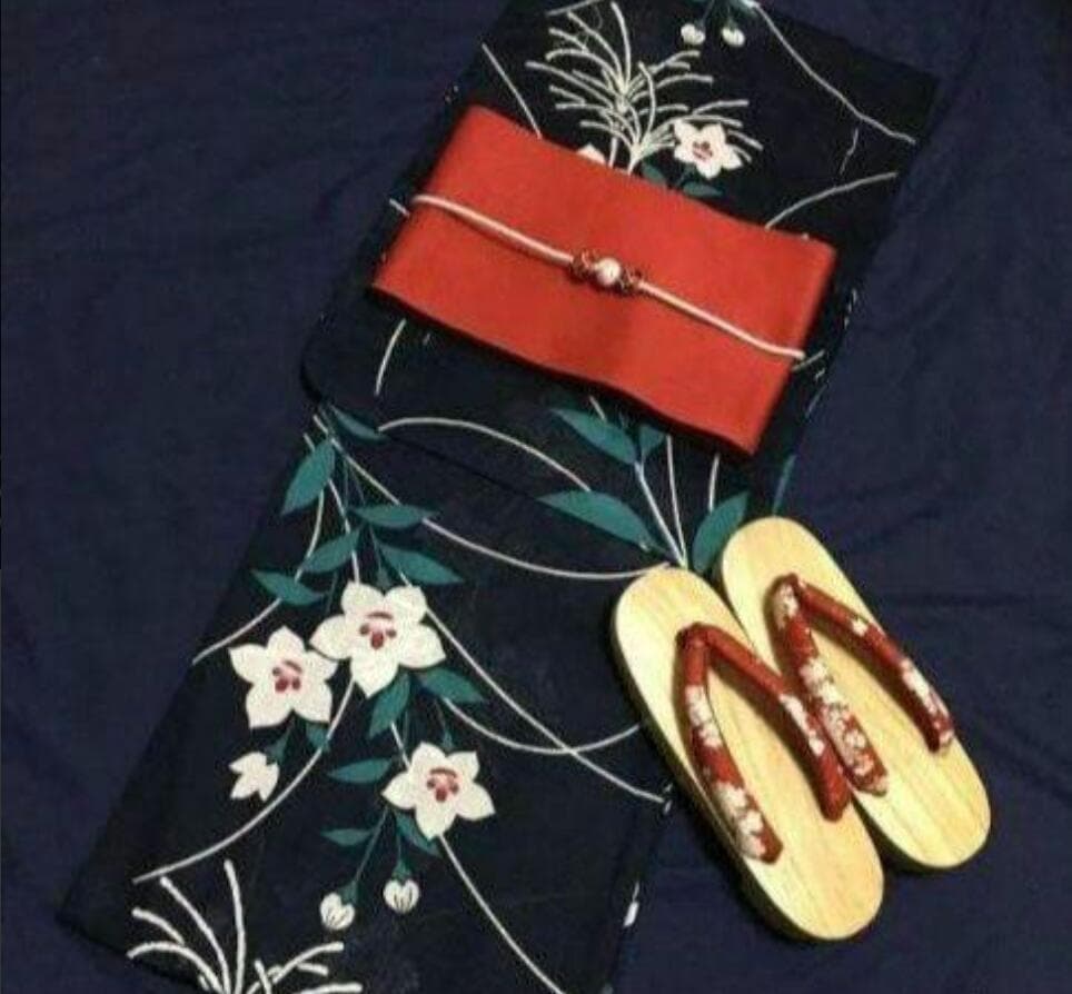 写真の帯+お任せとんぼ玉つき白帯じめつき◆高級変わり織り◆桔梗の古典上品浴衣