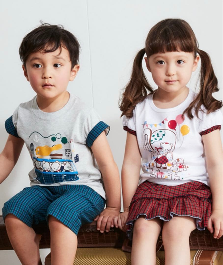 ファミリア　男の子　ファミちゃん　110 半袖　Tシャツ　チェック　バースデー