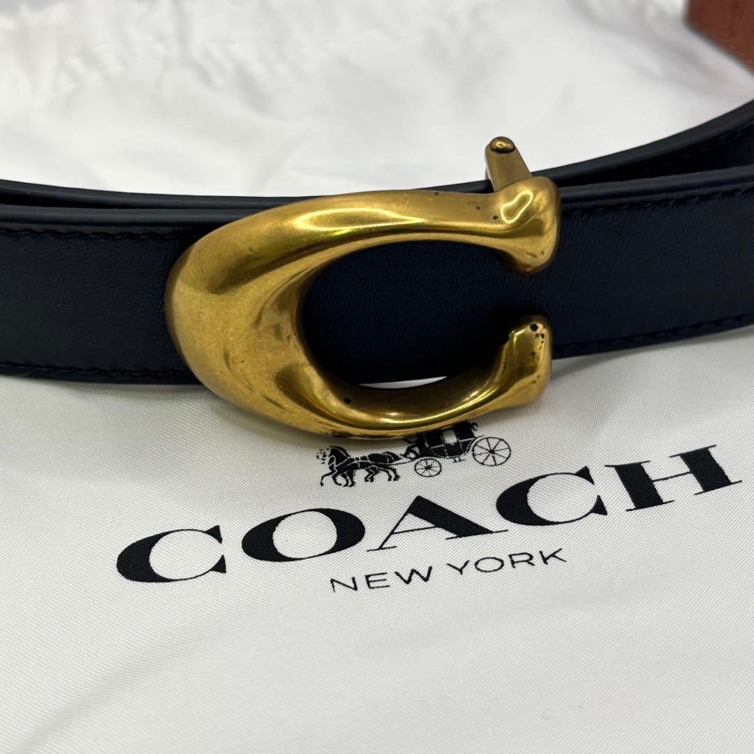 【未使用】coach☆Cバックルリバーシブルベルト 黒＆茶