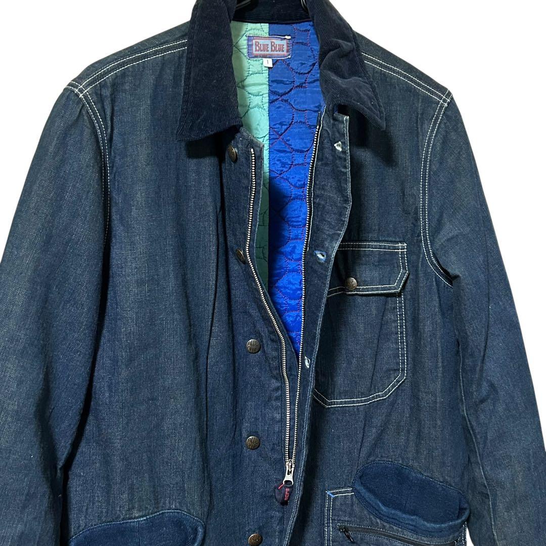 色濃　日本製　ハリラン　BLUE BLUE 中綿キルティング　デニムカバーオール