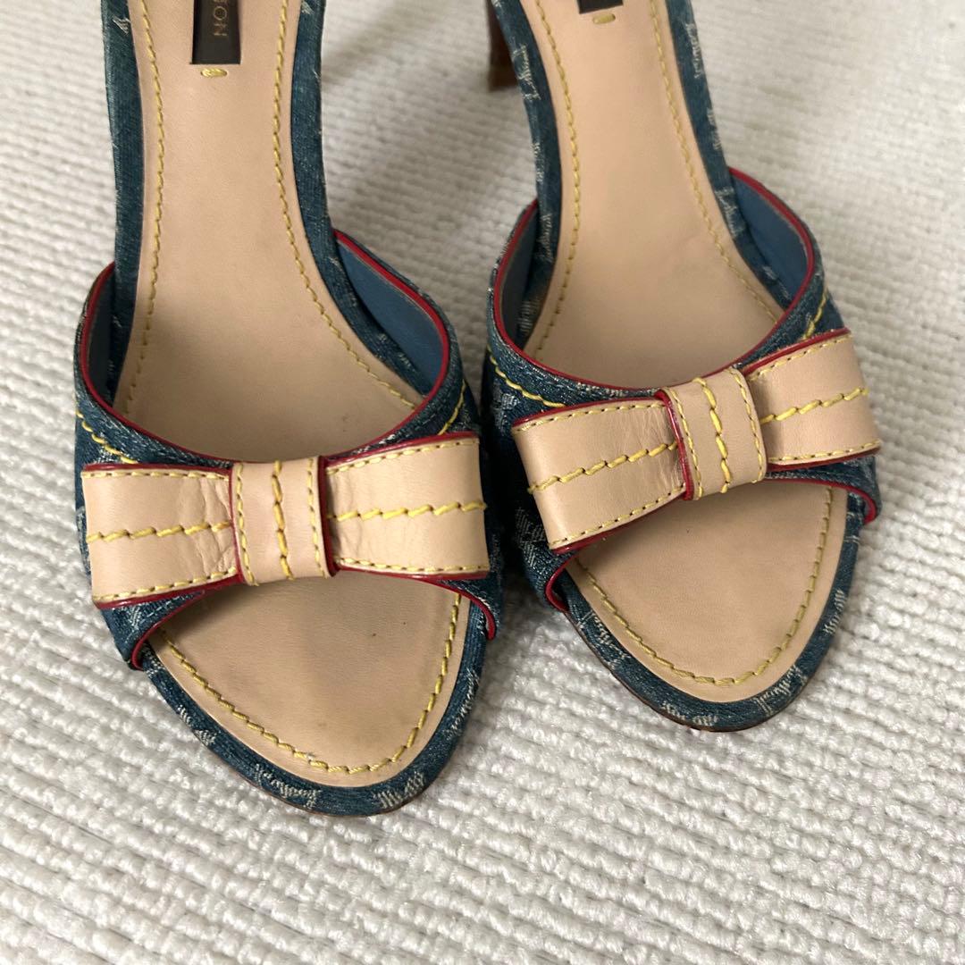 ルイヴィトン ミュール サンダル デニム モノグラム 24.5cm