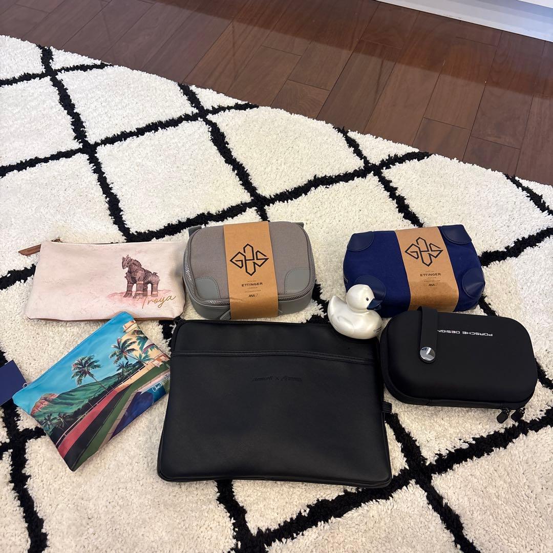 ファーストクラス、ビジネスクラス　アメニティポーチ６個➕ファーストクラスダック