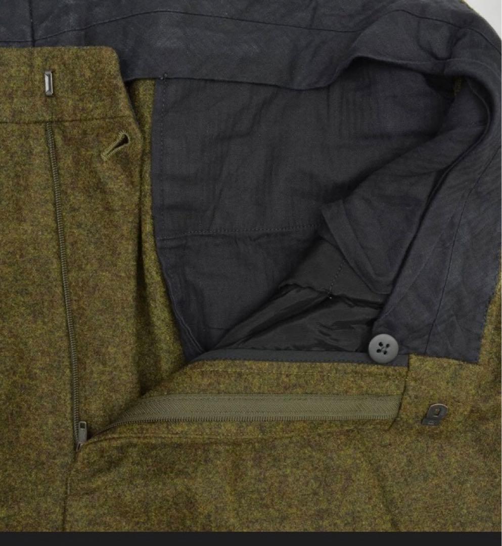 【希少】イートウツ 厚手ウールパンツ 緑 ワイドパンツ カーキ