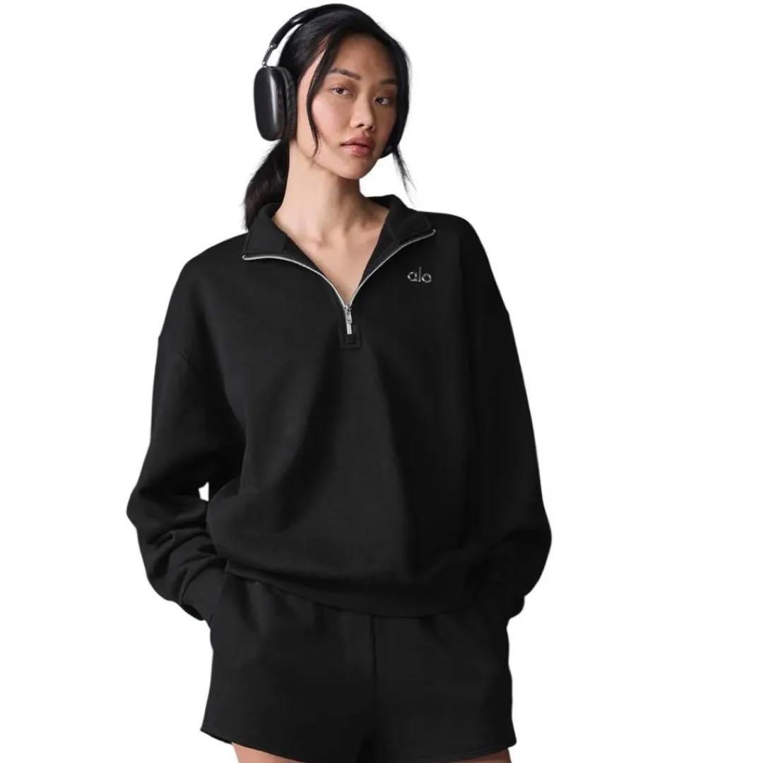 alo yoga アコレード 1/4ジップ プルオーバー　Lサイズ ブラック