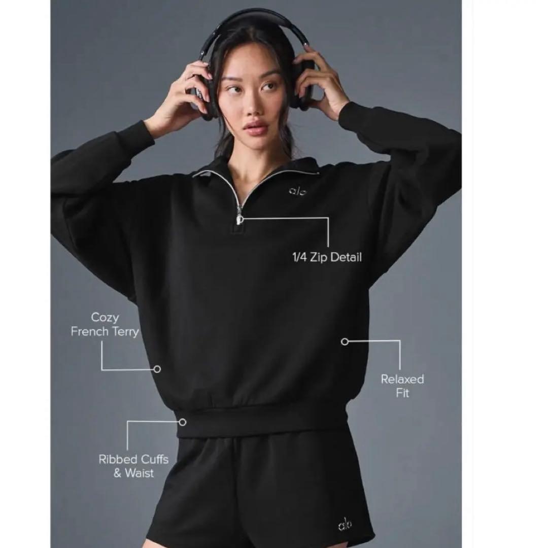 alo yoga アコレード 1/4ジップ プルオーバー　Lサイズ ブラック