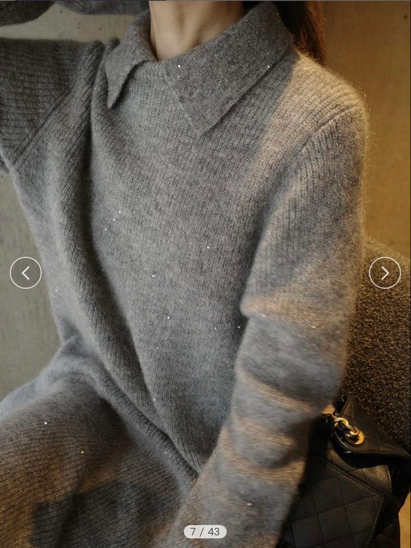 襟付きペプラムニットミニワンピース　USAGI ONLINE