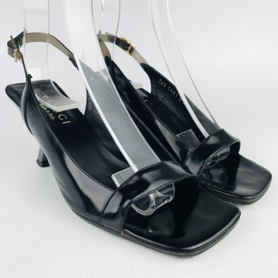 美品★GUCCI★レザー 変形ヒール パックストラップサンダル(35C)