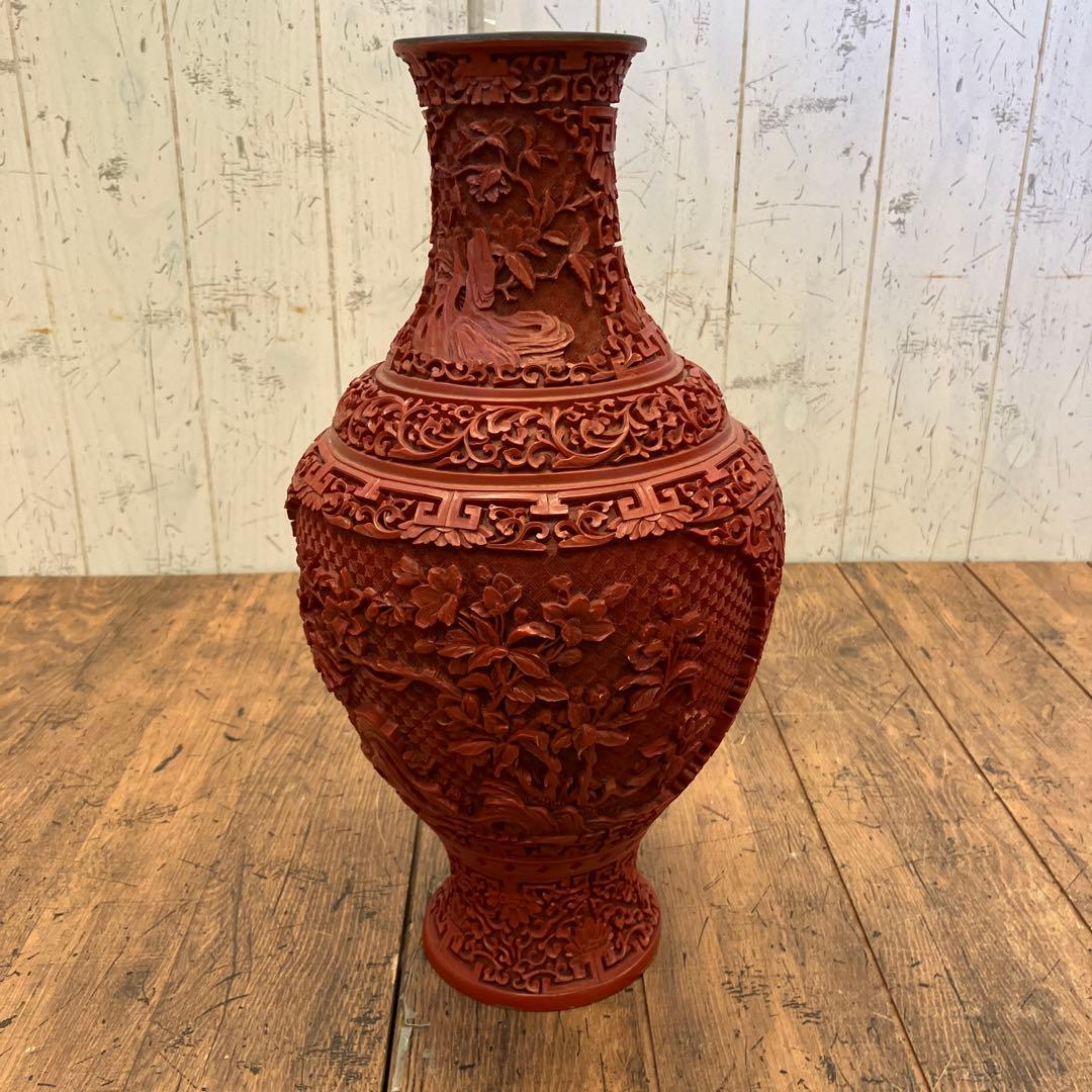 中国古美術 骨董品 堆朱 花瓶 壺 花入れ 花立て 花生け 花器 フラワーベース