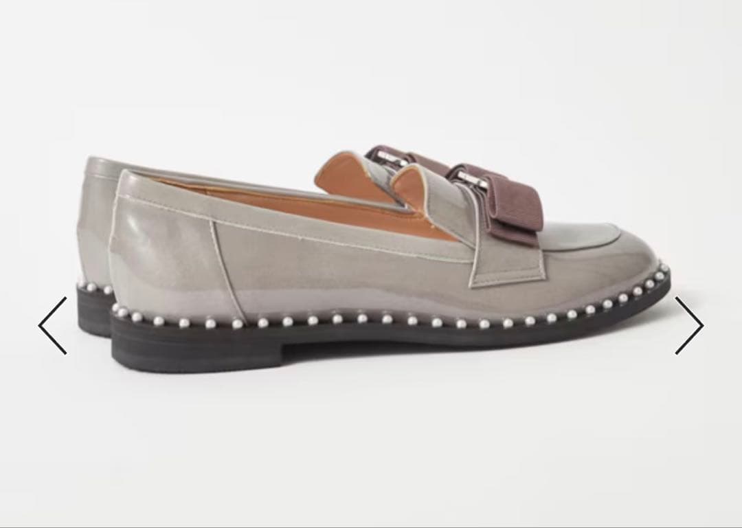 ❤️最終価格❤️✨美品✨DIANA ダイアナ リボン パール ローファー グレー系