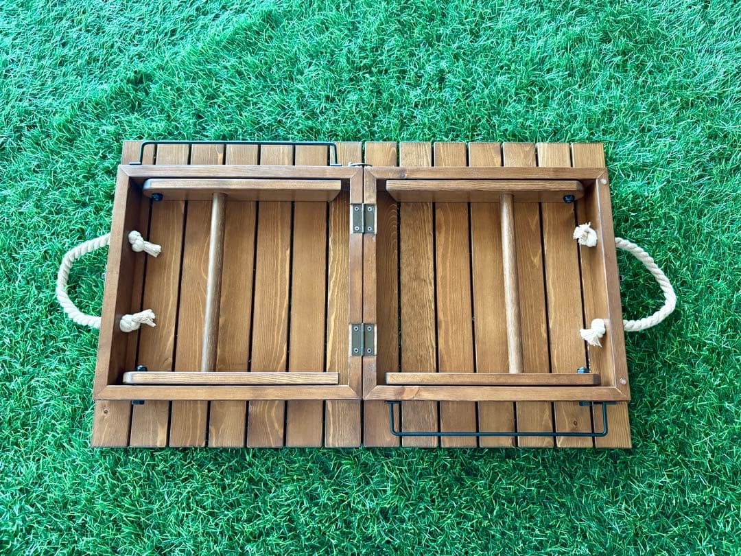 木製折り畳み式アウトドアテーブル【カラー:ウォルナット】