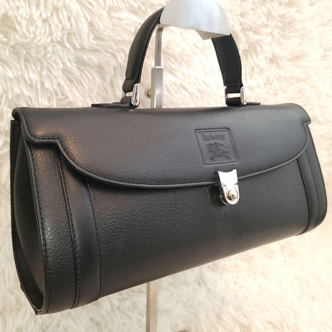 ⭐極美品⭐BURBERRYS 筒型 ハンドバッグ レザー 黒