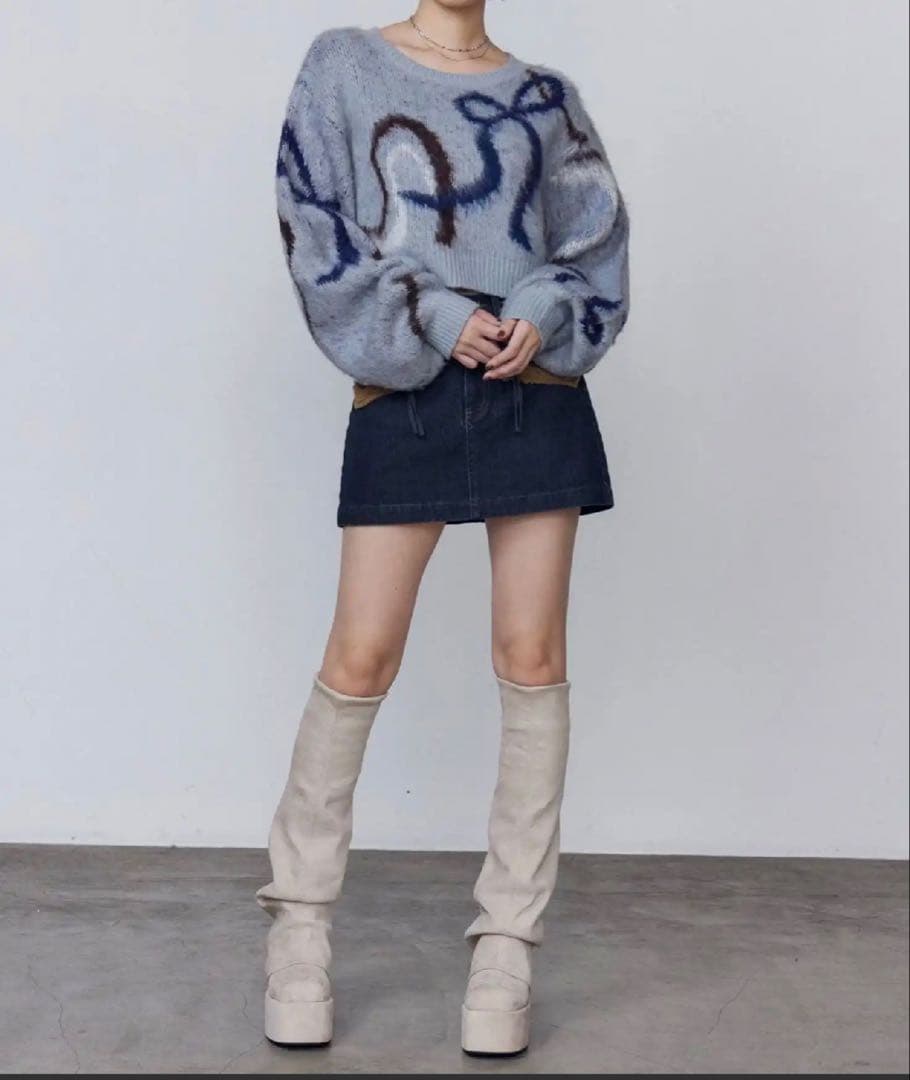 即日発送！EMODA ルーズフレアカバーフィットブーツ　アイボリー