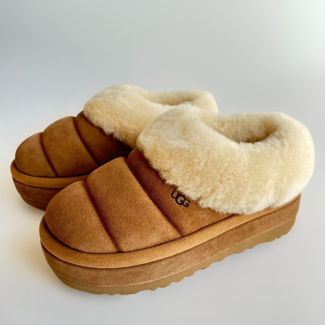 UGG Tazzlita 厚底ムートンスリッポン ボア付きスリッパ ブラウン