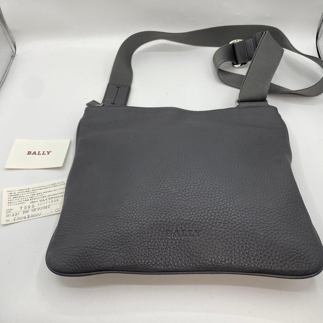 BALLY バリー ショルダーバッグ レザー ダークグレー　シボ革　メンズ