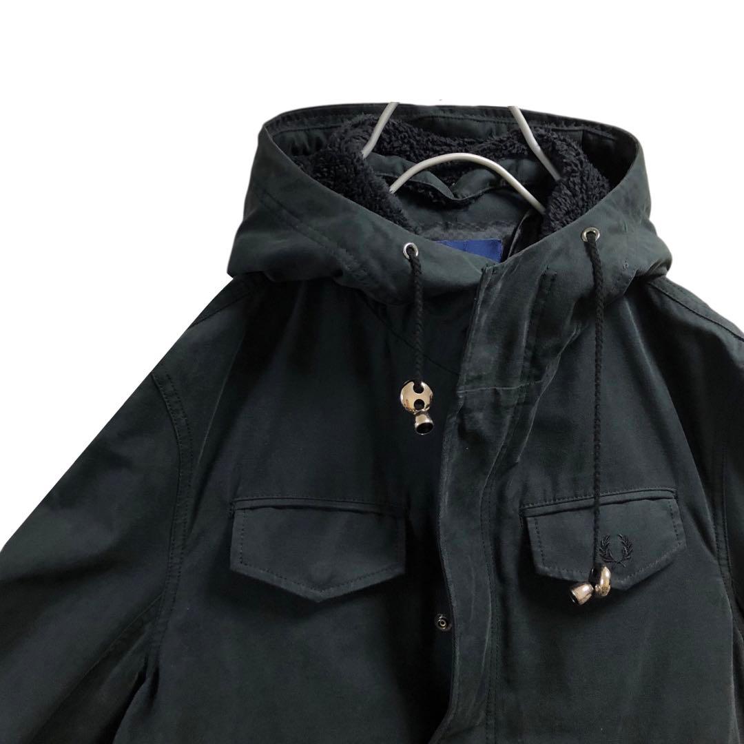 FRED PERRYフレッドペリーモッズコートアウターフード付刺繍ロゴ人気古着
