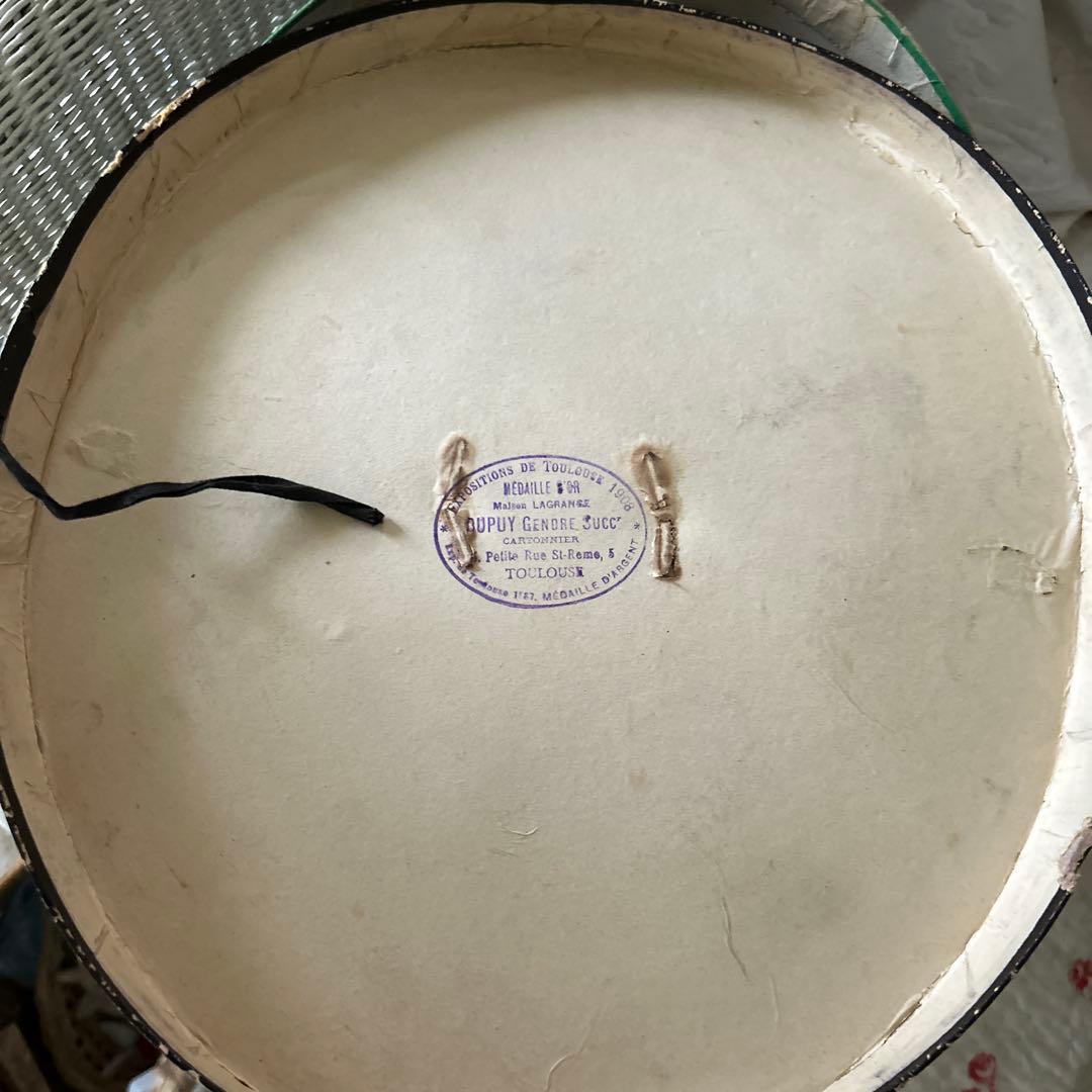 希少フランスアンティークハットボックストゥールーズ1908年ナポレオントロワ時代