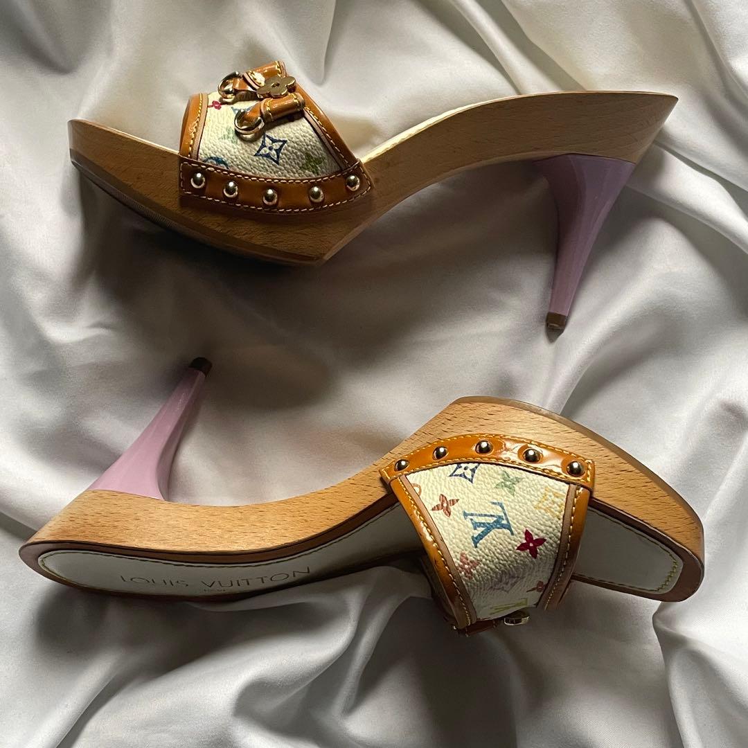 Louis Vuitton マルチカラー リボン ウッド ミュール モノグラム