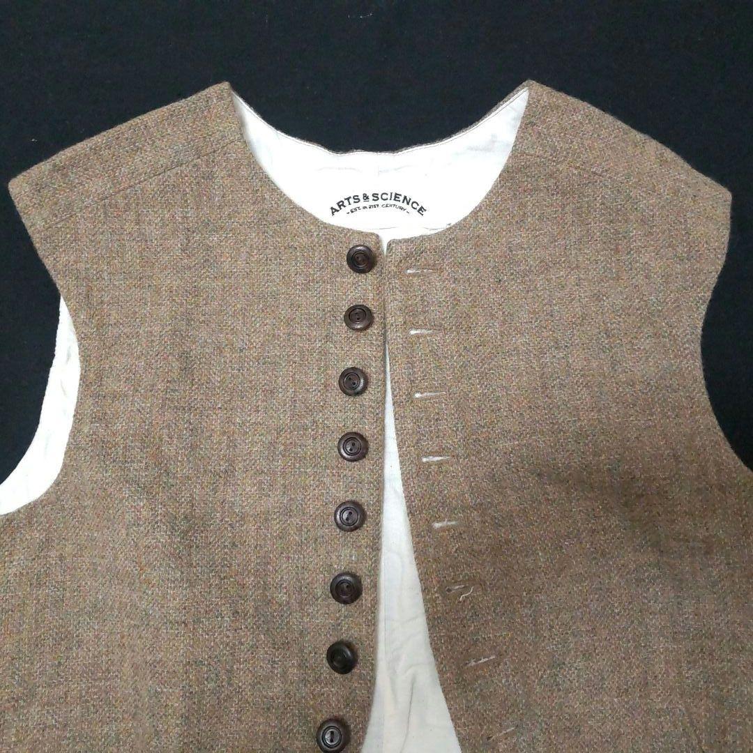 アーツ&サイエンス ARTS&SCIENCE ツィードベスト ボタンベストジレ